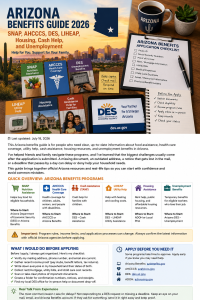 Arizona benefits guide application documents for SNAP, AHCCCS, KidsCare, LIHEAP, housing assistance, cash help, and unemployment