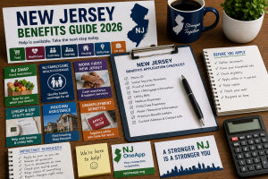 New Jersey benefits guide application documents for NJ SNAP, NJ FamilyCare, LIHEAP, housing assistance, cash help, and unemployment