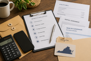 Virginia benefits guide application documents for SNAP, Medicaid, FAMIS, energy assistance, housing assistance, cash help, and unemployment