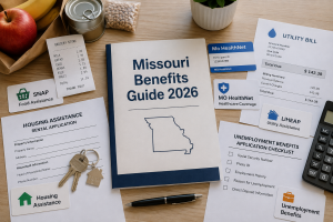 Missouri benefits guide application documents for SNAP, MO HealthNet, TANF, LIHEAP, housing assistance, utility help, and unemployment benefits