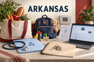 Arkansas benefits guide with groceries, health care, child care, utility assistance, housing and employment resources.