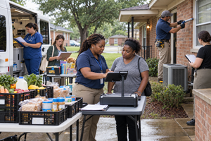 Mississippi community assistance visit with food, health coverage, child care, weatherization, and housing support.