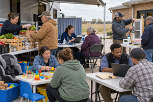 Nebraska mobile benefits outreach with food support, health enrollment, child care resources, weatherization, and housing assistance.